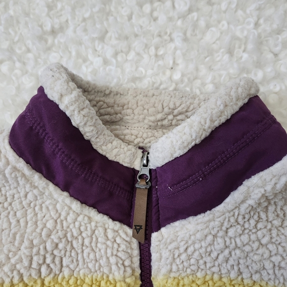 Colorful Striped Teddy Jacket Women’s Sz L Cozy Fall Spring Streetwear Outerwear - Picture 12 of 13